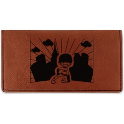 Superhero in the City Leatherette Checkbook Holder - Double Sided