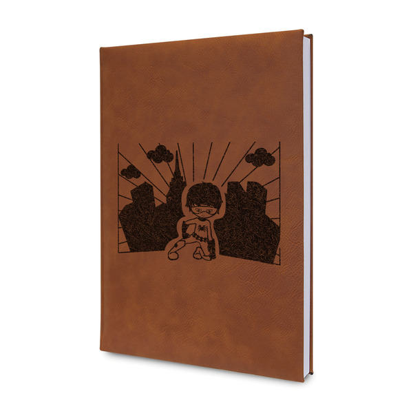 Custom Superhero in the City Leather Sketchbook - Small - Double Sided