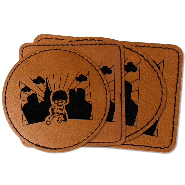Custom Superhero in the City Faux Leather Iron On Patch