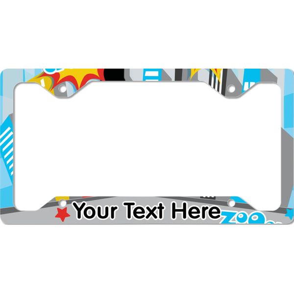 Custom Superhero in the City License Plate Frame - Style C (Personalized)