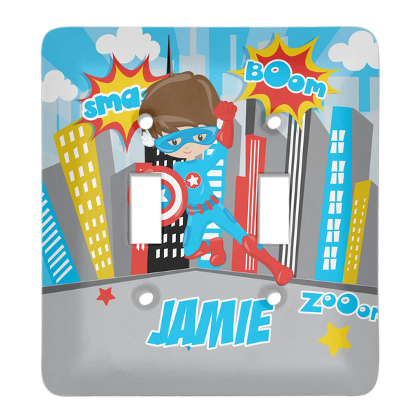 Custom Superhero in the City Light Switch Cover (2 Toggle Plate) (Personalized)