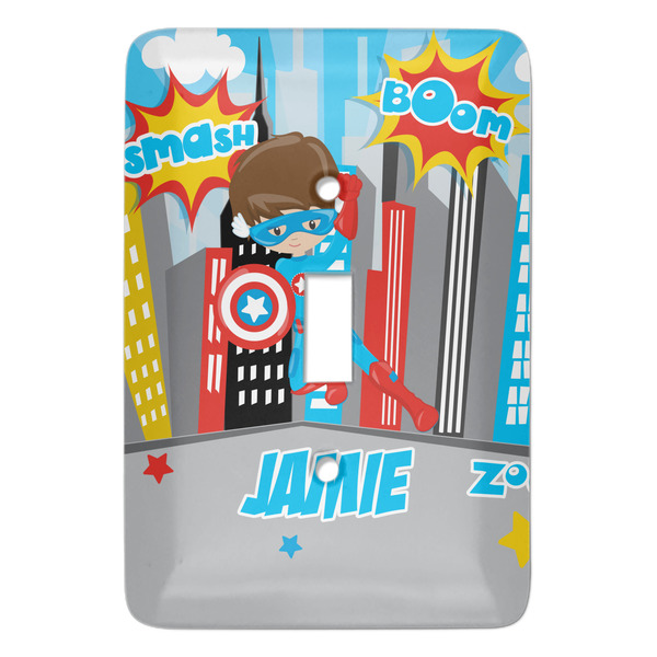 Custom Superhero in the City Light Switch Cover (Single Toggle) (Personalized)