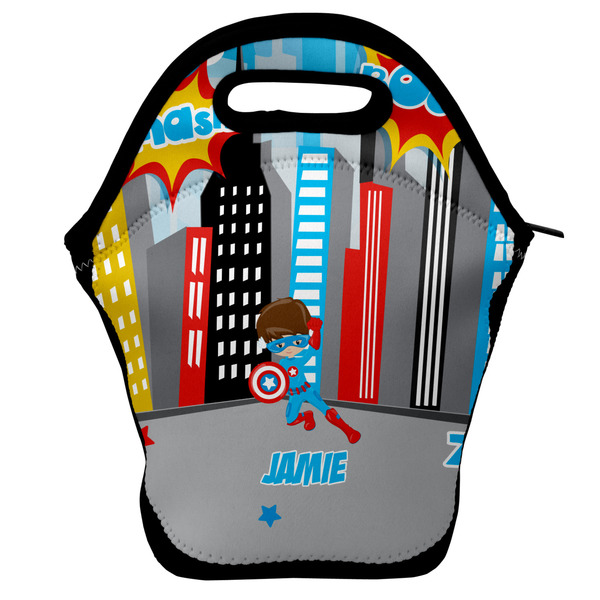 Custom Superhero in the City Lunch Bag w/ Name or Text