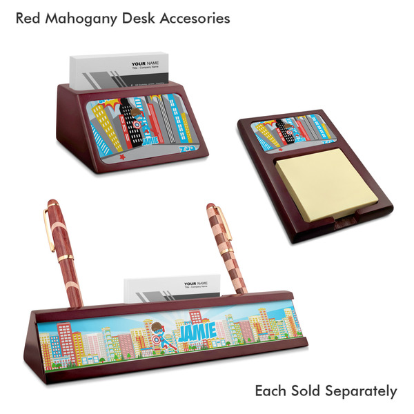 Superhero in the City Mahogany Desk Accessories