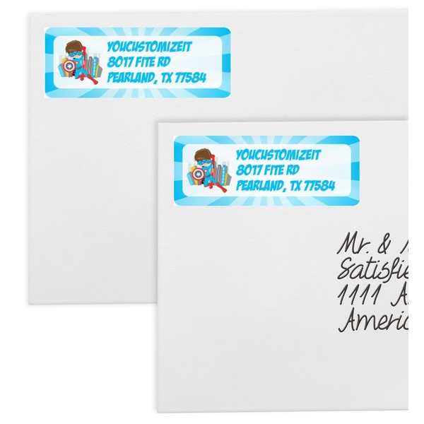 Superhero in the City Mailing Labels - Double Stack Close Up