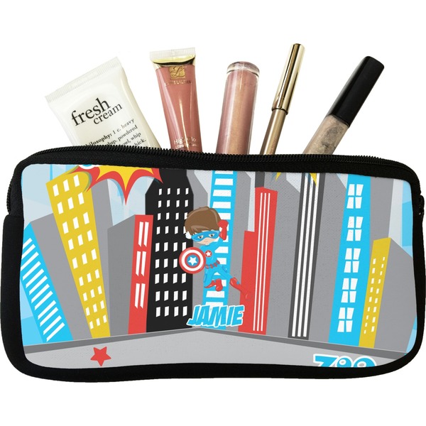 Custom Superhero in the City Makeup / Cosmetic Bag - Small (Personalized)