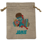 Superhero in the City Medium Burlap Gift Bag - Front (Personalized)