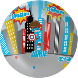 Superhero in the City Melamine Plate (Personalized)