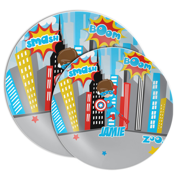 Superhero in the City Melamine Plates - PARENT/MAIN
