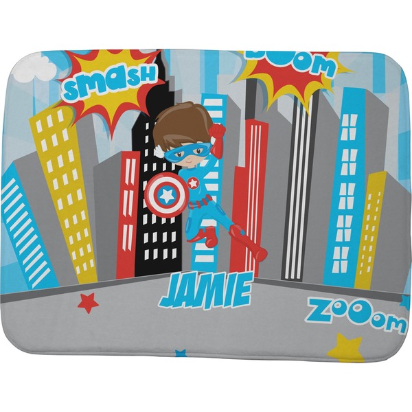 Custom Superhero in the City Memory Foam Bath Mat - 48"x36" (Personalized)