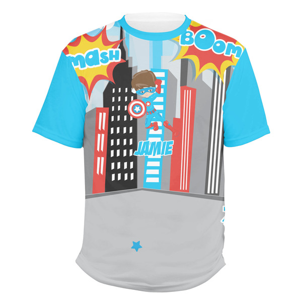 Custom Superhero in the City Men's Crew T-Shirt - 2X Large (Personalized)