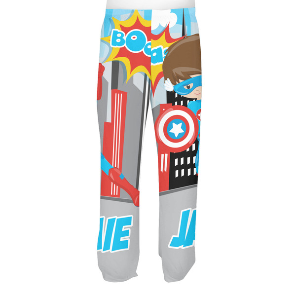 Superhero in the City Men's Pjs Back - on model