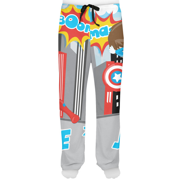 Superhero in the City Men's Pjs Front - on model