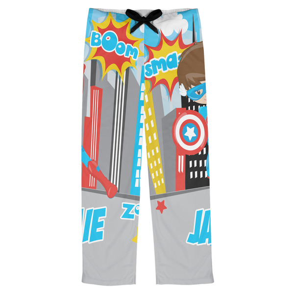 Custom Superhero in the City Mens Pajama Pants - S (Personalized)