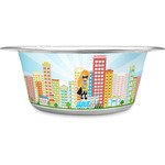 Superhero in the City Stainless Steel Dog Bowl (Personalized)