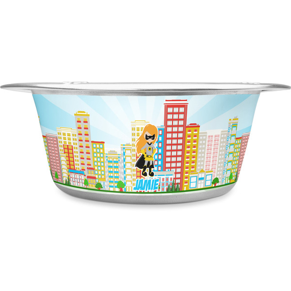 Custom Superhero in the City Stainless Steel Dog Bowl - Small (Personalized)