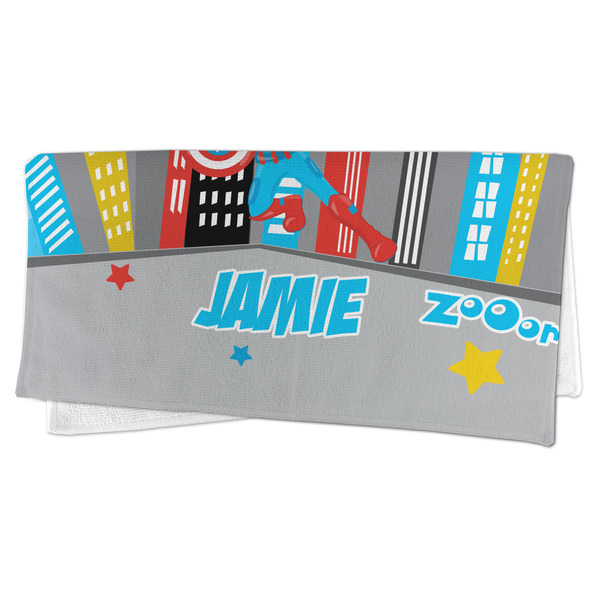 Superhero in the City Microfiber Dish Rag - FOLDED (half)