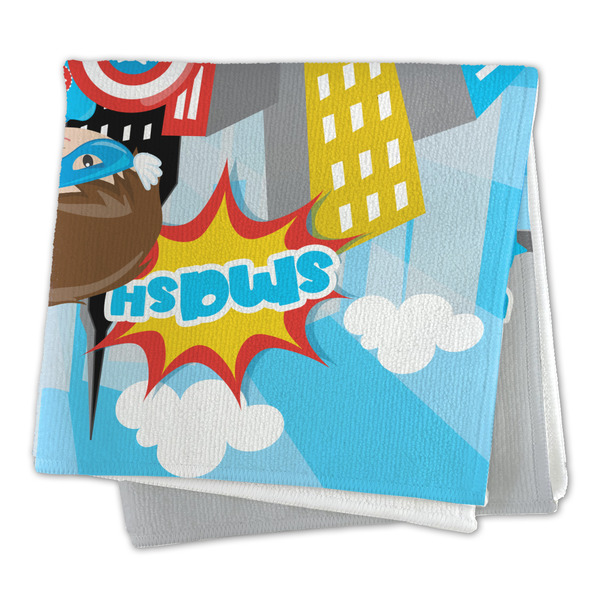 Superhero in the City Microfiber Dish Rag - FOLDED (square)