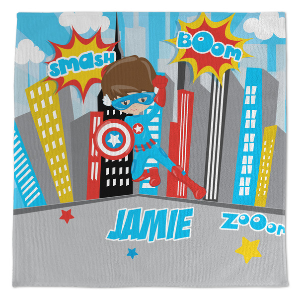 Custom Superhero in the City Microfiber Dish Towel (Personalized)