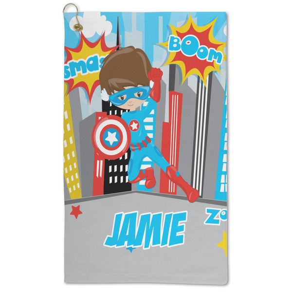 Custom Superhero in the City Microfiber Golf Towel - Large (Personalized)