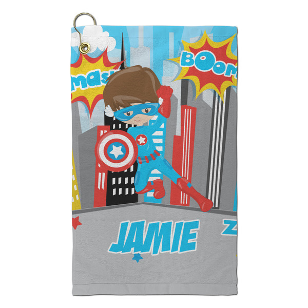 Custom Superhero in the City Microfiber Golf Towel - Small (Personalized)