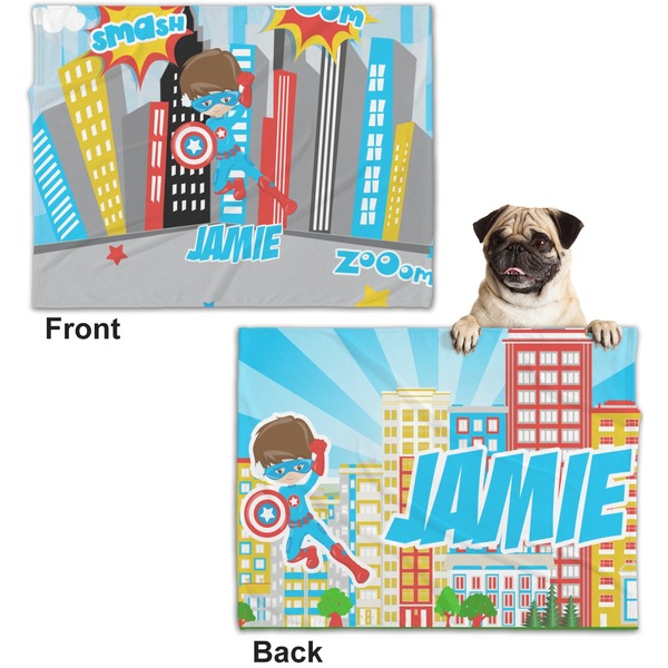 Superhero in the City Microfleece Dog Blanket - Regular - Front & Back