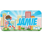 Superhero in the City Mini/Bicycle License Plate (2 Holes) (Personalized)