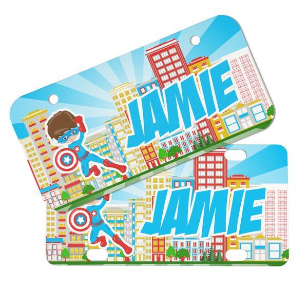 Superhero in the City Mini License Plates - MAIN (4 and 2 Holes)