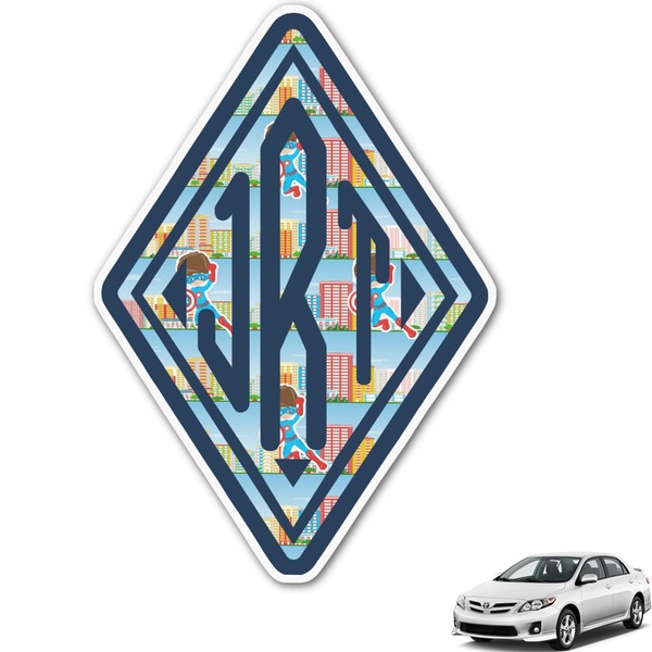 Custom Superhero in the City Monogram Car Decal (Personalized)