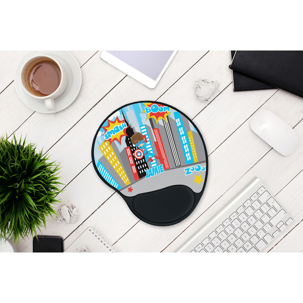 Superhero in the City Mouse Pad with Wrist Rest - LIFESYTLE 1