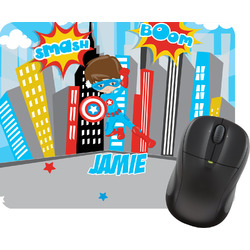 Superhero in the City Rectangular Mouse Pad (Personalized)