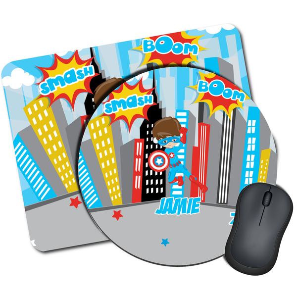Custom Superhero in the City Mouse Pad (Personalized)
