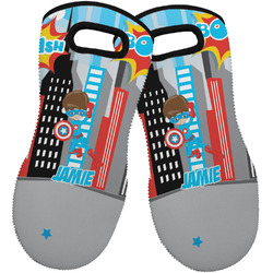 Superhero in the City Neoprene Oven Mitts - Set of 2 w/ Name or Text