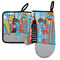 Superhero in the City Left Oven Mitt & Pot Holder Set w/ Name or Text