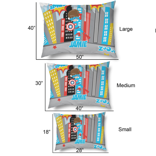 Superhero in the City Outdoor Dog Beds - SIZE CHART