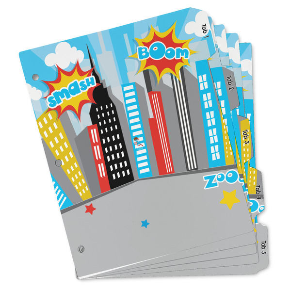 Custom Superhero in the City Binder Tab Divider - Set of 5 (Personalized)