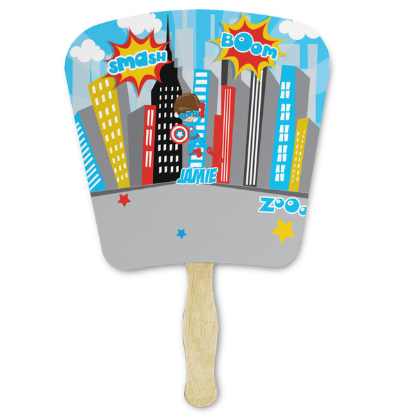 Custom Superhero in the City Paper Fan (Personalized)