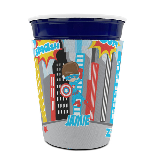 Superhero in the City Party Cup Sleeves - without bottom - FRONT (on cup)