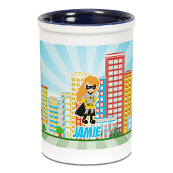 Superhero in the City Ceramic Pencil Holders - Blue