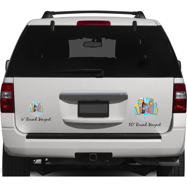 Superhero in the City Personalized Car Magnets on Ford Explorer