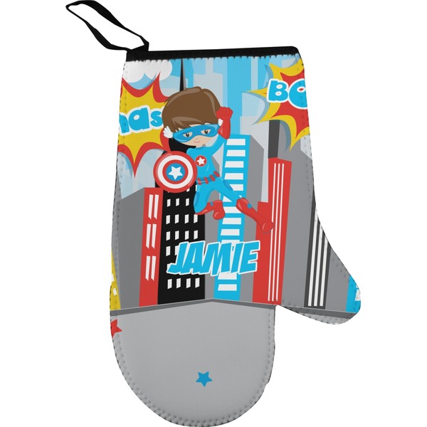 Custom Superhero in the City Right Oven Mitt (Personalized)