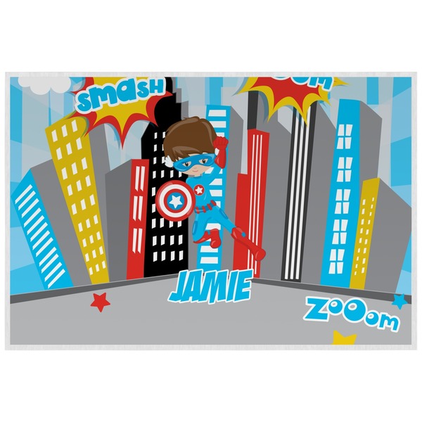 Custom Superhero in the City Laminated Placemat w/ Name or Text