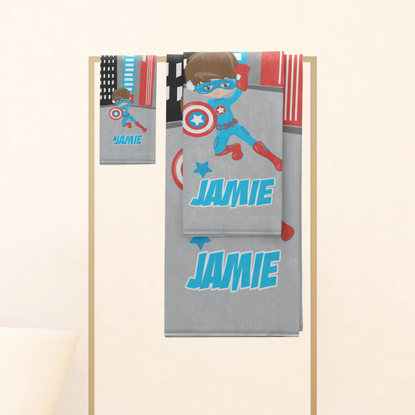 Superhero in the City Personalized Towel Set
