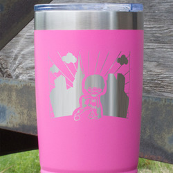 Superhero in the City 20 oz Stainless Steel Tumbler - Pink - Single Sided