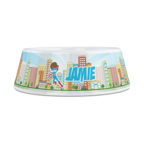 Superhero in the City Plastic Dog Bowls - Medium - FRONT