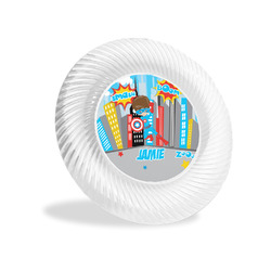 Superhero in the City Plastic Party Appetizer & Dessert Plates - 6" (Personalized)