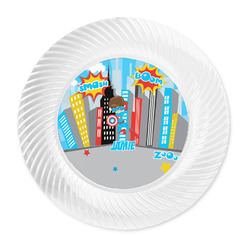 Superhero in the City Plastic Party Dinner Plates - 10" (Personalized)