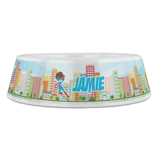 Superhero in the City Plastic Pet Bowls - Large - FRONT