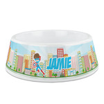Superhero in the City Plastic Dog Bowl (Personalized)