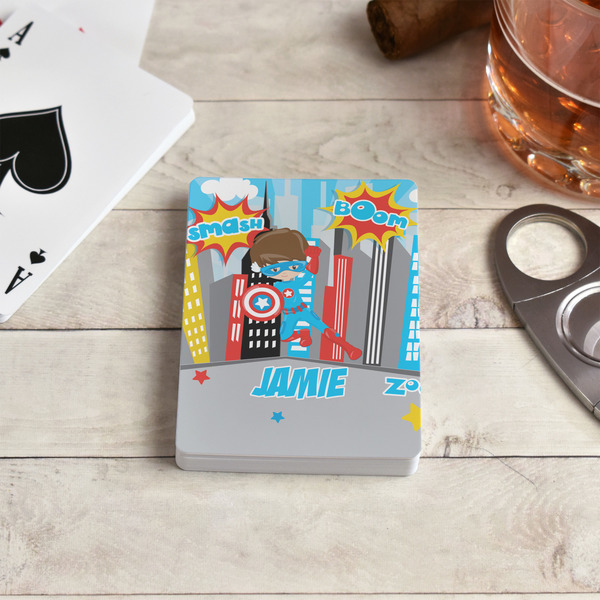 Superhero in the City Playing Cards - In Context